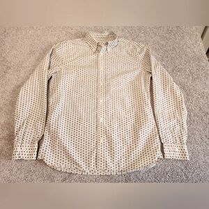 Preowned Brooks Brothers‎ size Med button down white and black printed LS shirt